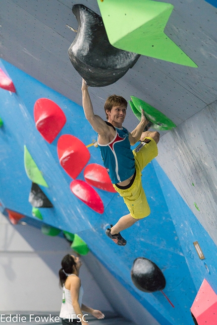 Bouldering World Cup 2017 - Aleksei Rubstov in the second stage of the Bouldering World Cup 2017 at Chongqing in China