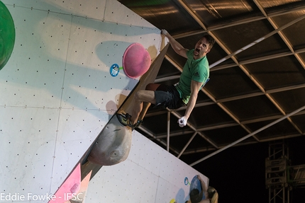 Bouldering World Cup 2017, Nanjing - Jernej Kruder competing in third stage of the Bouldering World Cup 2017 at Nanjing in China
