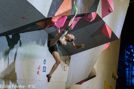 Bouldering World Cup 2017, Nanjing - Janja Garnbret competing in third stage of the Bouldering World Cup 2017 at Nanjing in China