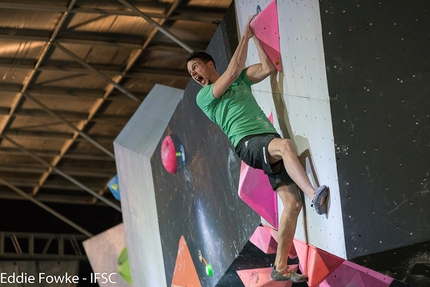 Bouldering World Cup 2017, Nanjing - Jernej Kruder competing in third stage of the Bouldering World Cup 2017 at Nanjing in China