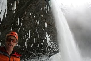 Spray On - Tim Emmett beneath Spray On at Helmcken Falls, Canada, first climbed by himself and Will Gadd, 01/2010