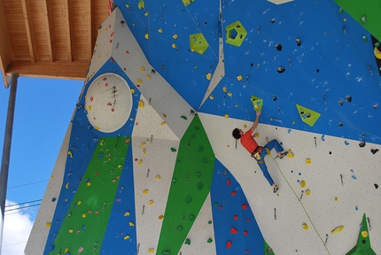 Campitello di Fassa, IFSC Climbing European Championships - Adam Ondra climbing at the ADEL climbing wall at Campitello di Fassa, Italy