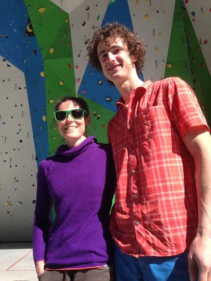 Campitello di Fassa, IFSC Climbing European Championships - Laurence Guyon, winner of Rock Master 1995, together with three times Rock Master winner Adam Ondra at Campitello di Fassa