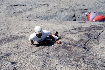 Christoph Hainz - Christoph Hainz in 1996 making the first ascent of Südtiroler Profil on Mt. Ulamertorsuaq in Greenland