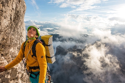 Ricordi nebbiosi, Cima della Busazza, Civetta, Dolomiti - Durante la prima salita di Ricordi nebbiosi, Cima della Busazza, Dolomiti (Giorgio Travaglia, Martin Dejori, Titus Prinoth, Alex Walpoth 02-03/08/2016)