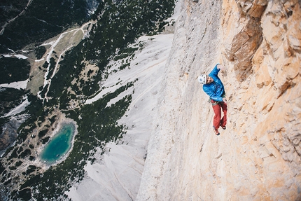 Cima Scotoni, Fanis, Dolomiti, Nicola Tondini, Non abbiate paura... di sognare - Nicola Tondini durante l'apertura di 'Non abbiate paura... di sognare', Cima Scotoni, Dolomiti