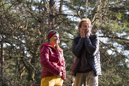 C'était demain, Fontainebleau, boulder, Jacky Godoffe, Jakob Schubert, Anna Stöhr - Anna Stöhr e Jacky Godoffe in Fontainebleau, Francia