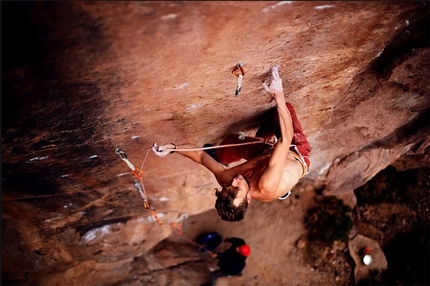 Pirmin Bertle, climbing, Chile, Ruta de Cobre - Pirmin Bertle climbing his 'Ruta de Cobre' 9a at Socaire in the Atacama in Chile