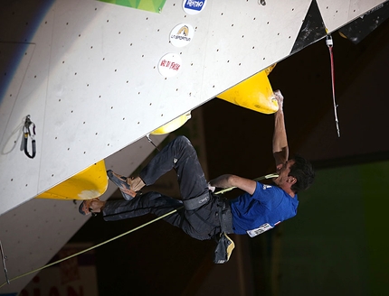 European Climbing Championships, Campitello di Fassa - Romain Desgranges competing in the final of the European Lead Championship, Campitello di Fassa 2017