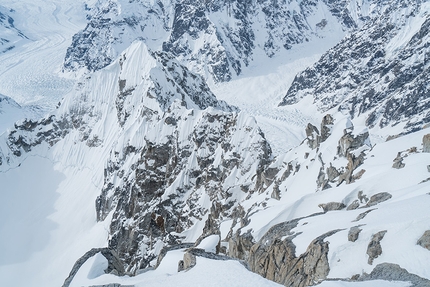 Mount Huntington, Alaska, Clint Helander, Jess Roskelley - Jess Roskelley and Clint Helander making the first ascent of the South Ridge of Mount Huntington, Alaska