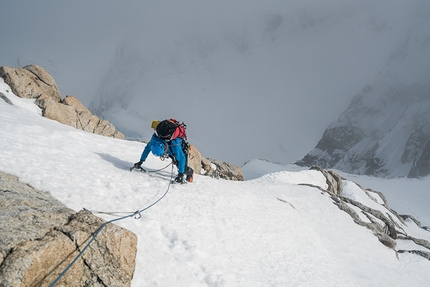 Mount Huntington, Alaska, Clint Helander, Jess Roskelley - Jess Roskelley and Clint Helander making the first ascent of the South Ridge of Mount Huntington, Alaska