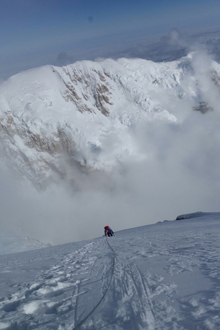 Denali, Alaska, Slovak Direct, McKinley, David Bacci, Luca Moroni - David Bacci and Luca Moroni climbing the Slovak Direct on Denali in Alaska, June 2017