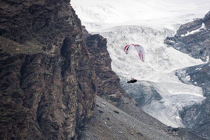 Red Bull X-Alps 2017 - Pascal Purin (AUT3) flies during the Red Bull X-Alps at the Parrotspitze, Italy 