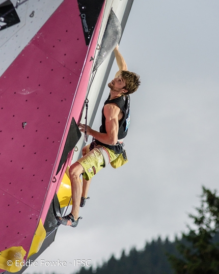 Lead Climbing World Cup 2017, Villars - Jan Hoyer during the first stage of the Lead World Cup 2017 at Villars in Switzerland