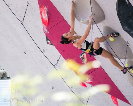 Lead Climbing World Cup 2017, Villars - Jain Kim during the first stage of the Lead World Cup 2017 at Villars in Switzerland