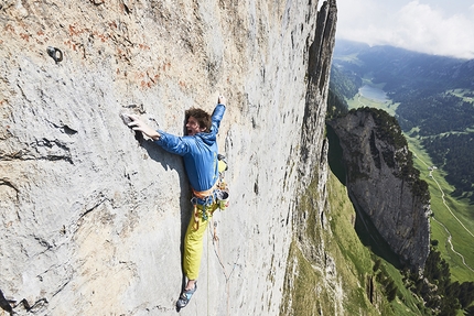 Michael Wohlleben, Parzival, Westliche Dreifaltigkeit, Gruppo dell'Alpstein  - Michael Wohlleben durante la prima libera di 'Parzival' (8b, 150m), Westliche Dreifaltigkeit, Gruppo dell'Alpstein 