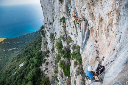 Punta Argennas, Sardinia - Jan Kareš and Jaro Ovcacek making the first ascent of 'Falco' up the East Face of Punta Argennas, Sardinia