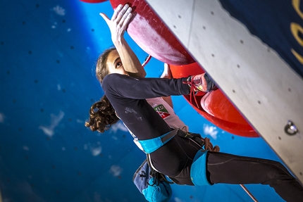 Campitello di Fassa, European Climbing Championships 2017, Ralf Brunel - Laura Rogora competing in the final of the European Lead Climbing Championship 2017 at Campitello, Italy