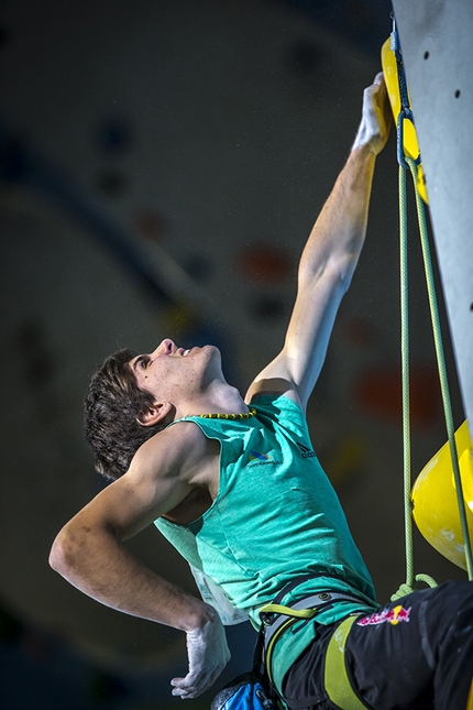 Campitello di Fassa, European Climbing Championships 2017, Ralf Brunel - Domen Skofic competing in the final of the European Lead Climbing Championship 2017 at Campitello, Italy