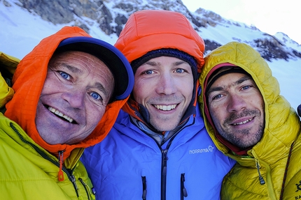 Kishtwar Himalaya, Aleš Česen, Marko Prezelj, Urban Novak, Arjuna, P6013 - From left to right: Marko Prezelj, Urban Novak, Aleš Česen