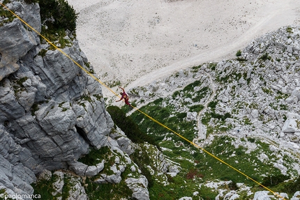 Nevee Outdoor Festival 2017, Sella Nevea - Eric Valeri sulla highline durante il Nevee Outdoor Festival 2017