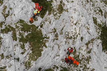 Nevee Outdoor Festival 2017, Sella Nevea - Nevee Outdoor Festival 2017: esercitazione di soccorso alpino in parete con ausilio di elicottero