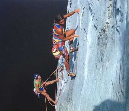 Free to climb - the discovery of rock climbing at Arco - Luisa Iovane belayed by Bruno Pederiva climbing at Spiaggia delle Lucertole (Torbole)