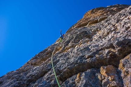 Petri Heil new rock climb up Cima Ovest di Lavaredo, Dolomites