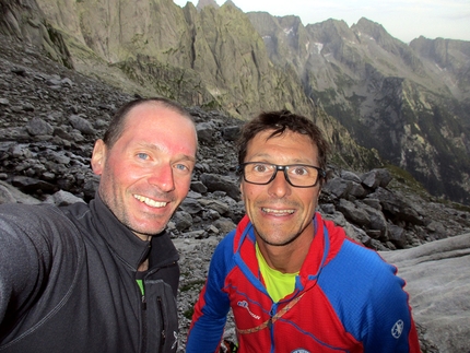 Val Torrone, Val Masino, Via Napoleone,  Manuele Panzeri, Giovanni Giarletta - Giovanni Giarletta and Manuele Panzeri after having made the first ascent of Via Napoleone in Val Torrone (Val Masino)