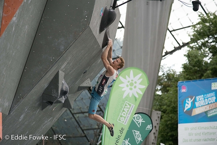 Bouldering World Cup 2017 - Jakob Schubertcompeting in the last stage of the Bouldering World Cup 2017 in Munich