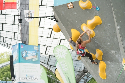 Bouldering World Cup 2017 - Petra Klingler competing in the last stage of the Bouldering World Cup 2017 in Munich