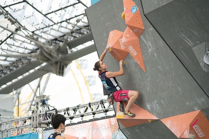 Bouldering World Cup 2017 - Stasa Gejo competing in the last stage of the Bouldering World Cup 2017 in Munich