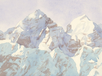 Riccarda de Eccher: Montagna - Halsey Institute of Contemporary Art  - Tofane  2017 – watercolor, 12 x 16 inches