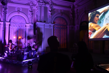 Arco Rock Legends 2017 - Stefan Glowacz in the video frame at the start of the Arco Rock Legends 2017 award's ceremony, music by Bottega Baltazar (Giorgio Gobbo, Graziano Colella, Sergio Marchesini) and Debora Petrina