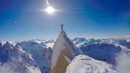 Markus Pucher, Aguja Guillaumet, Patagonia - Markus Pucher on the summit during the first solo winter ascent of Aguja Guillaumet in Patagonia  (08/09/2017)