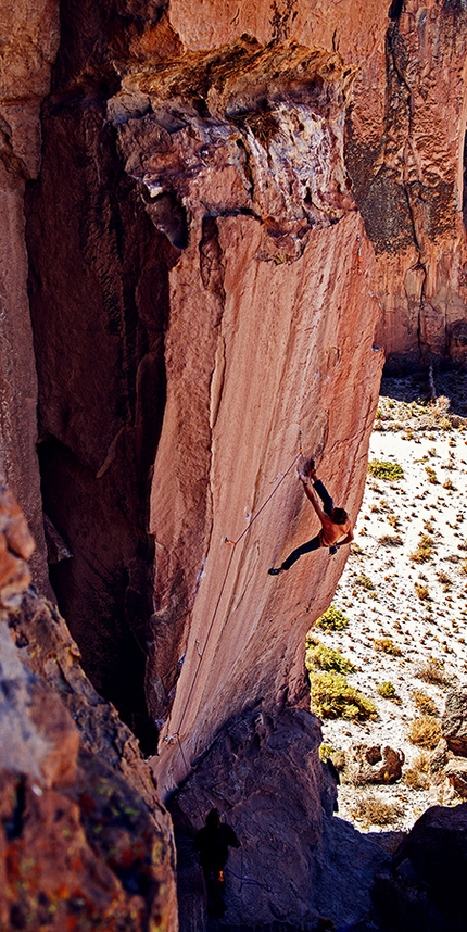 Pirmin Bertle, El Eden, Bolivia - Pirmin Bertle making the first ascent of 'En este luz te ves como Poseidon' at El Eden. The route checks in as the first 9a climb in Bolivia