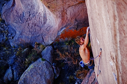 Pirmin Bertle, El Eden, Bolivia - Pirmin Bertle making the first ascent of 'En este luz te ves como Poseidon' at El Eden. The route checks in as the first 9a climb in Bolivia