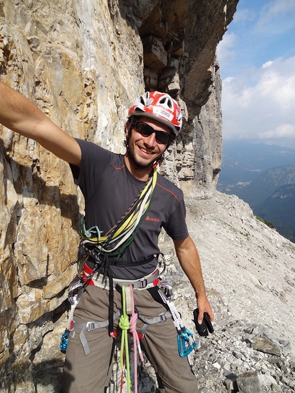 Spes Ultima Dea, Crozzon di Brenta, Brenta Dolomites, Alessandro Beber, Gianni Canale  - Spes Ultima Dea, Crozzon di Brenta: August 2012, Alessandro Beber ready set go!