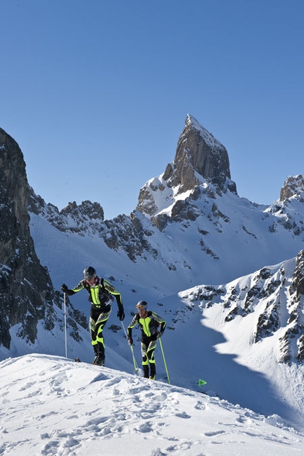Pierra Menta 2010 - Florent Perrier and William Bon Mardion in front of Pierra Menta, the emblematic summit in the Beaufortain area