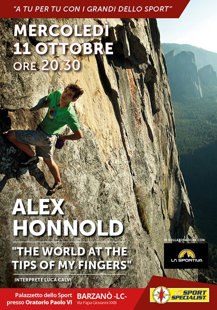 Alex Honnold a Lecco con 'The World at the Tips of my Fingers'