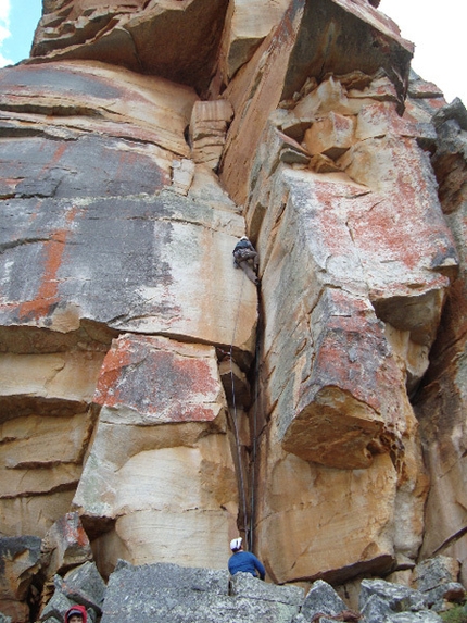 South Africa - The classic layback crux on the first pitch of Energy Crisis (6a+) Wolfberg