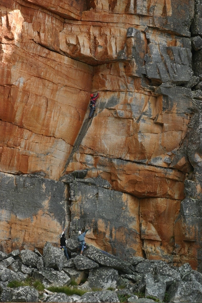 South Africa - The first pitch of Big Groove (5c) Tafelberg