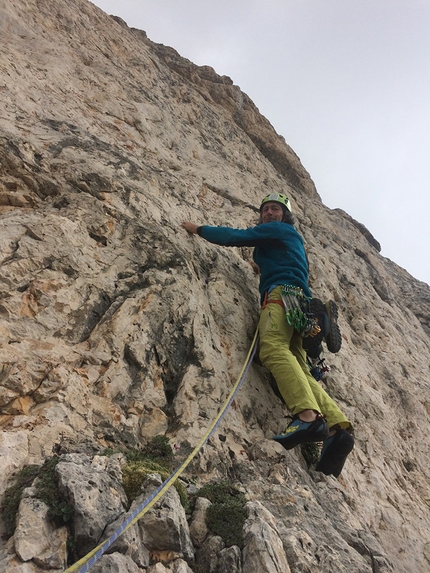 Maurizio Giordani, Dolomiti - Manrico Dell’Agnola durante la prima ripetizione della Via Lancillotto