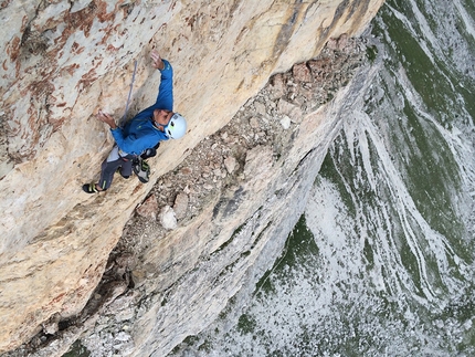 Maurizio Giordani, Dolomiti - Maurizio Giordani durante la prima ripetizione della Via Lancillotto