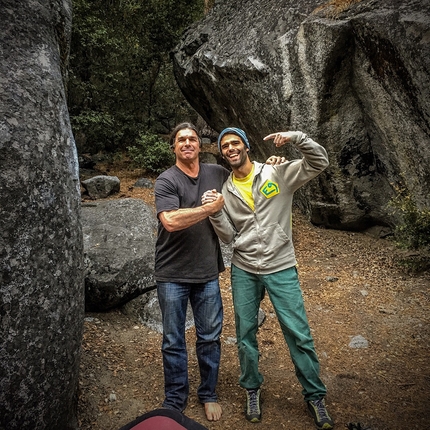Midnight Lightning, Yosemite, Ron Kauk, Filippo Manca - Ron Kauk and Filippo Manca, after having climbed Midnight Lightning in Yosemite