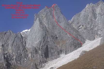 Monte Edgar, Cina François Cazzanelli, Francesco Ratti, Emrik Favre, Tomas Franchini, Matteo Faletti, Fabrizio Dellai - Nanmengou Valley: Campanile dei Pensieri, Animal, Tomas Franchini, solitaria, 20/10/2017