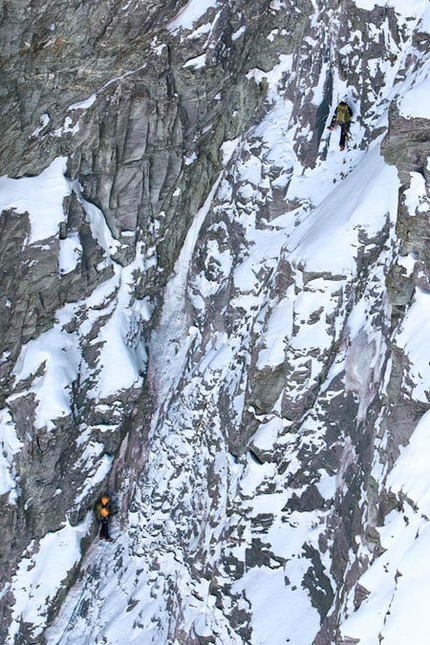 Matterhorn - South Face - 13/03/2010 Marco and Hervé Barmasse during the first ascent of their new route up the South Face of the Matterhorn