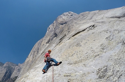 El Capitan, Yosemite, Freerider, Maurizio Oviglia, Rolando Larcher, Roberto Vigiani - Free Rider su El Capitan: Maurizio Oviglia sul tiro chiave di Free Blast