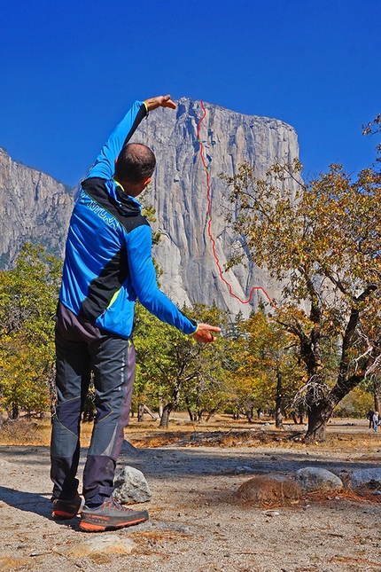 El Capitan, Yosemite, Freerider, Maurizio Oviglia, Rolando Larcher, Roberto Vigiani - Il tracciato di Free Rider su El Capitan, nelle mani di Rolando Larcher