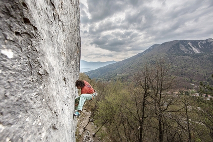 Peter Moser, Celva, Roberto Bassi  - Peter Moser making the first ascent of the climb 'Progetto Bassi' at Celva (TN)